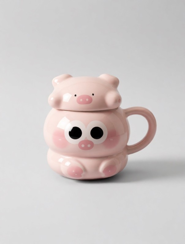 Кружка "Милые животные", розовая (400 мл) 