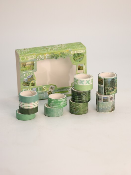 Набор декоративного скотча 12 шт. &quot;Art Gallery&quot;, green (3см*2м) 
