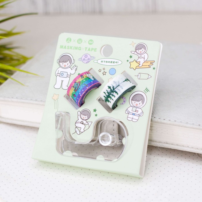 Набор клейкой ленты c диспенсером "Boy space", mix, шоу-бокс 16 шт. 