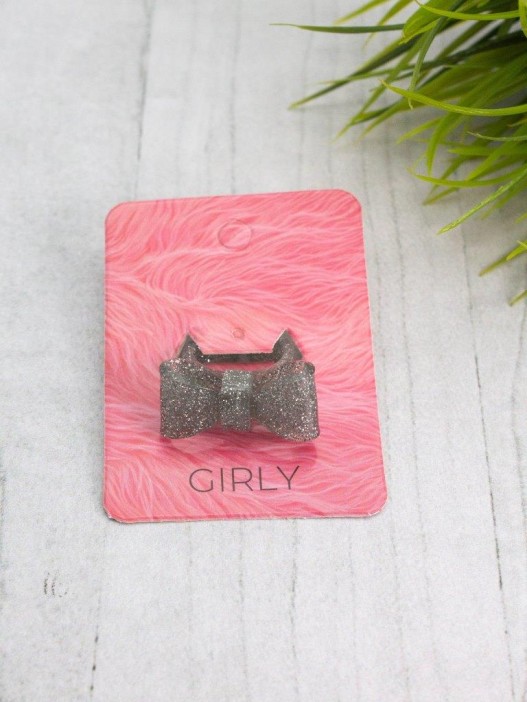 Кольцо акриловое GIRLY "Бантик", черное (d=1,8 см) 