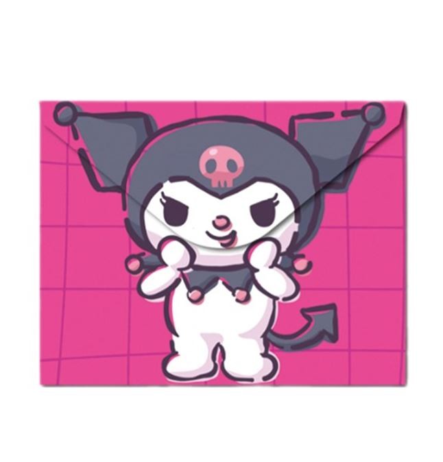 Папка-конверт на кнопке А4 &quot;Kuromi с леденцом&quot;, розовая, 180 мкм 