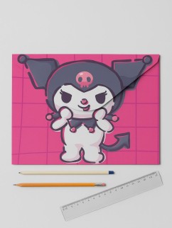 Папка-конверт на кнопке А4 "Kuromi с леденцом", розовая, 180 мкм