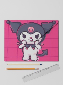 Папка-конверт на кнопке А4 "Kuromi с леденцом", розовая, 180 мкм