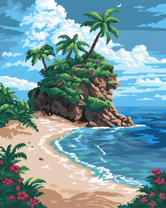 Картина по номерам 40*50 &quot;Тропический остров&quot; (23 цвета) 