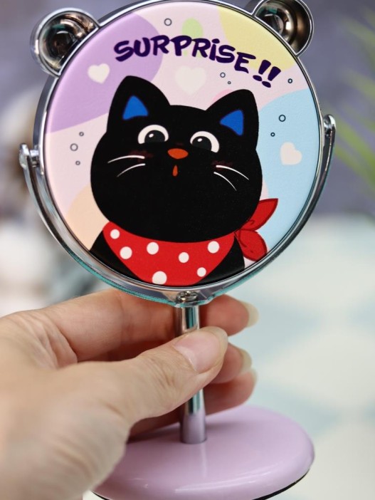 Зеркало настольное на ножке &quot;Relax cat&quot;, фиолетовое (10,5*18 см) 