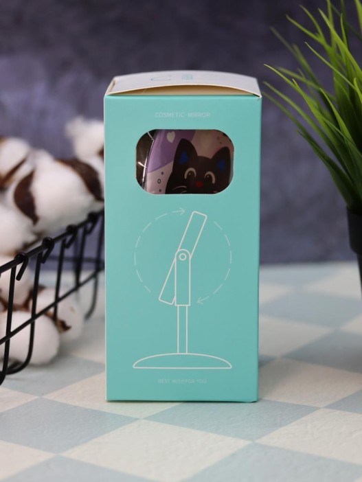 Зеркало настольное на ножке &quot;Relax cat&quot;, фиолетовое (10,5*18 см) 