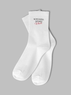 Носки женские «Королева драмы и вина», белый, р. 35-40