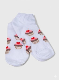 Носки женские "Сладкий кекс", белые, р. 35-40