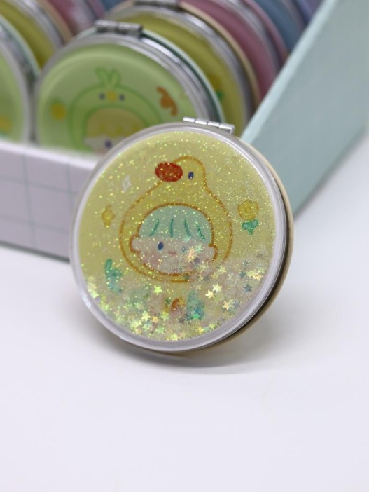 Зеркало раскладное шейкер &quot;Малыш-утенок&quot;, желтое, 7*7 см 