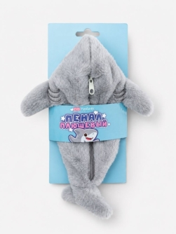Пенал плюшевый ПО-ПЛАНУ. "Furry shark", grey