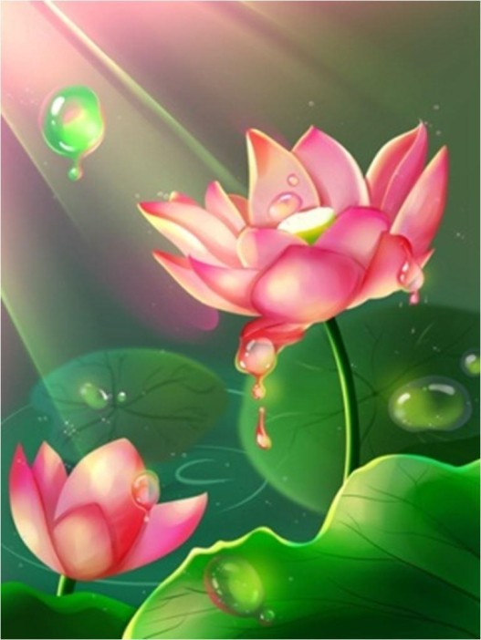 Алмазная мозаика без подрамника &quot;Водяная лилия&quot;, 15х20 см 