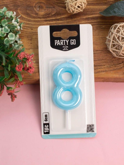 Свеча для торта &quot;Azure glow&quot; цифра 8, (6 см) 