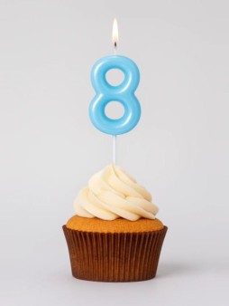 Свеча для торта "Azure glow" цифра 8, (6 см)