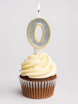 Свеча для торта "Sparkle digit" цифра 0, (7 см)
