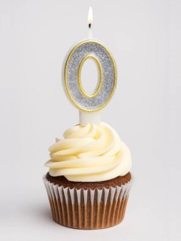 Свеча для торта "Sparkle digit" цифра 0, (7 см)
