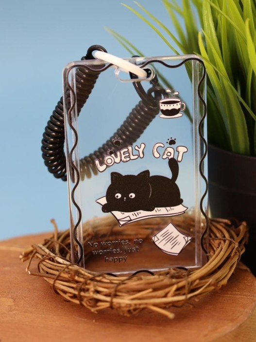 Футляр для карт с брелоком ПО ПЛАНУ. &quot;Lovely cat&quot;, transparent 