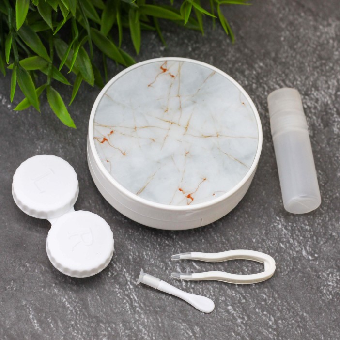 Контейнер для линз «Marble circle», white 