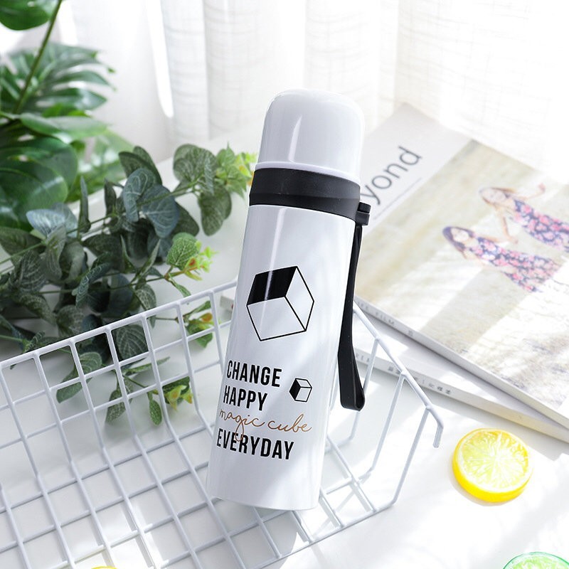 Термос "Change happy everyday", white (500ml)