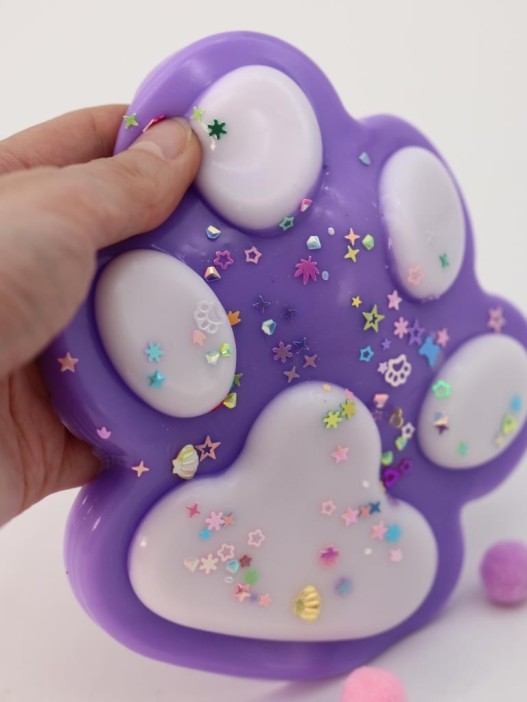 Мялка - антистресс «Игривая Таба ЛАПКА», фиолетовая, 13 х 14 см 