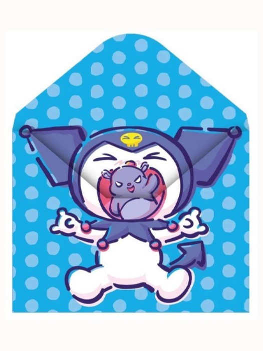 Папка-конверт на кнопке А4 &quot;Kuromi с медведем&quot;, голубая, 180 мкм 