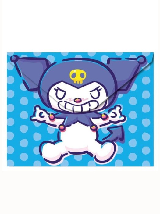 Папка-конверт на кнопке А4 &quot;Kuromi с медведем&quot;, голубая, 180 мкм 