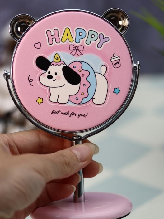 Зеркало настольное на ножке &quot;Happy dog&quot;, розовое (10,5*18 см) 