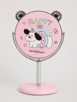 Зеркало настольное на ножке "Happy dog", розовое (10,5*18 см)