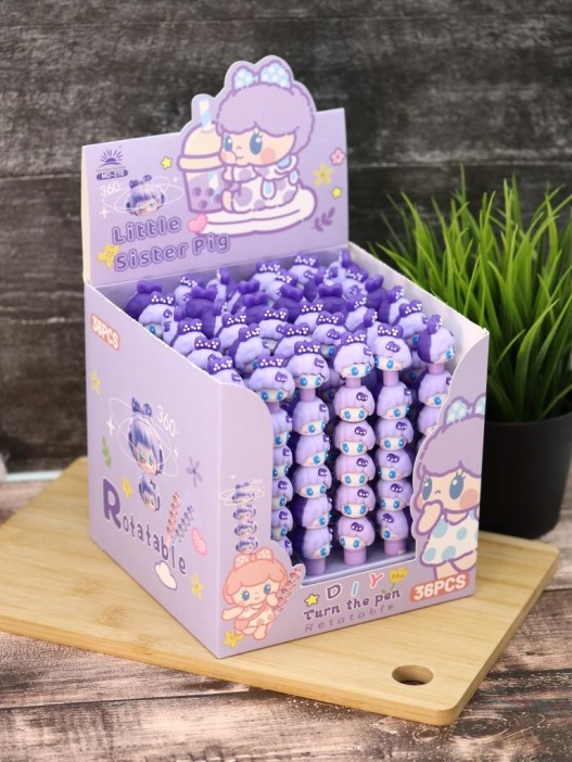 Ручка гелевая &quot;Little sister pig&quot;, purple, шоу-бокс 36 шт. 
