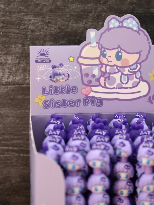 Ручка гелевая &quot;Little sister pig&quot;, purple, шоу-бокс 36 шт. 