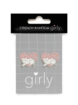 Серьги-клипсы GIRLY "Кот в сердце"
