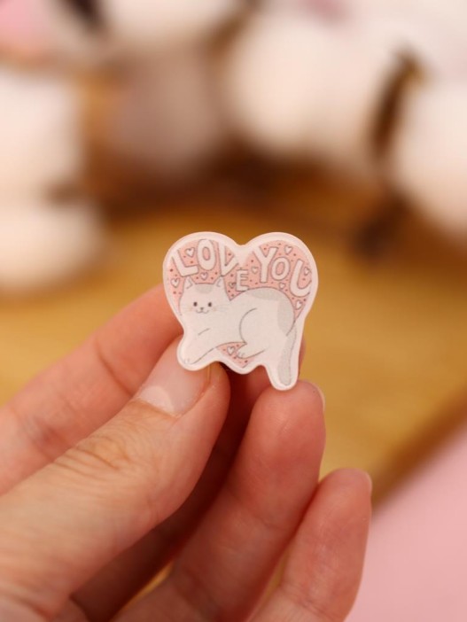 Серьги-клипсы GIRLY "Кот в сердце" 