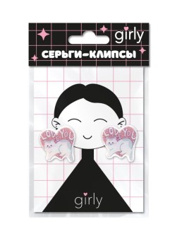 Серьги-клипсы GIRLY "Кот в сердце"