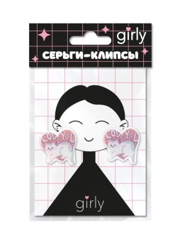 Серьги-клипсы GIRLY "Кот в сердце"