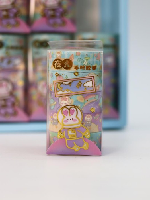 Набор декоративного скотча 5 шт. &quot;Space bunny&quot;, mix, шоу-бокс 12 шт. 