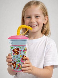 Стакан с трубочкой "Чебурашка", дизайн 1 (420мл)