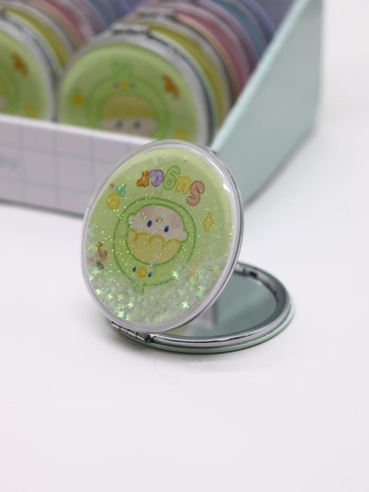 Зеркало раскладное шейкер &quot;Малыш-цыпленок&quot;, зеленое, 7*7 см 