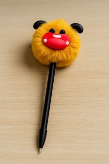 Ручка с помпоном "Big lipst", black