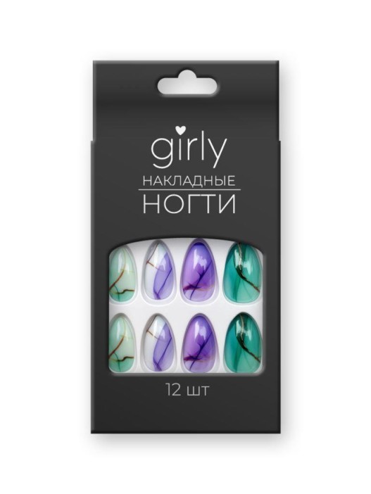 Накладные ногти GIRLY «Cote d&#039;Azur», 12 шт., с клеевыми пластинами 