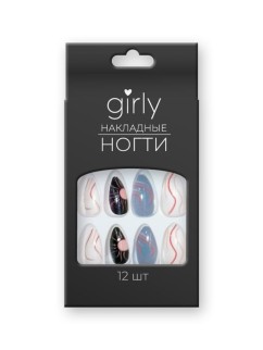 Накладные ногти GIRLY «Cote d&#039;Azur», 12 шт., с клеевыми пластинами