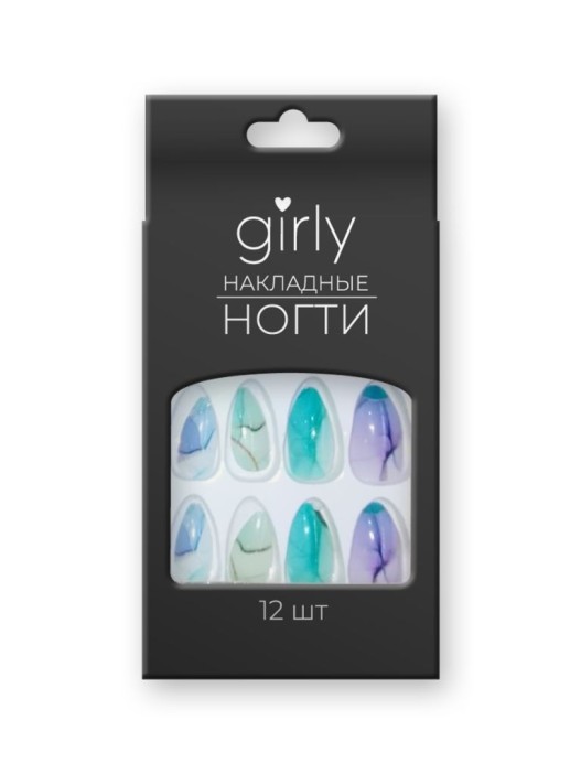 Накладные ногти GIRLY «Cote d&#039;Azur», 12 шт., с клеевыми пластинами 