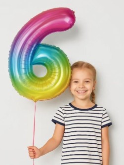 Шар фольгированный "Multicolour numbers" цифра 6, (80 см)