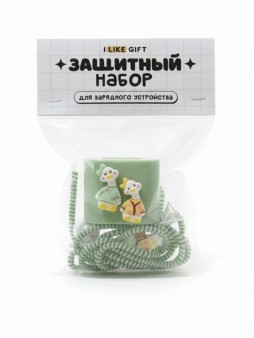 Защитный набор для зарядного устройства iLikeGift "Утки", зеленый (5 предметов)