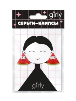 Серьги-клипсы GIRLY "Арбузы", красные
