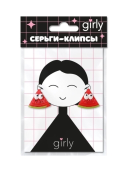 Серьги-клипсы GIRLY "Арбузы", красные