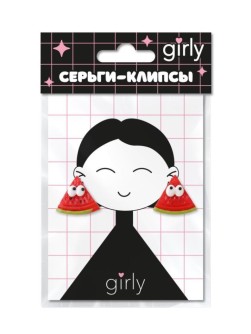 Серьги-клипсы GIRLY "Арбузы", красные