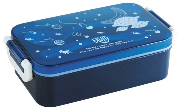 Ланчбокс "Fruit" синий (ложка и вилка в наборе) 