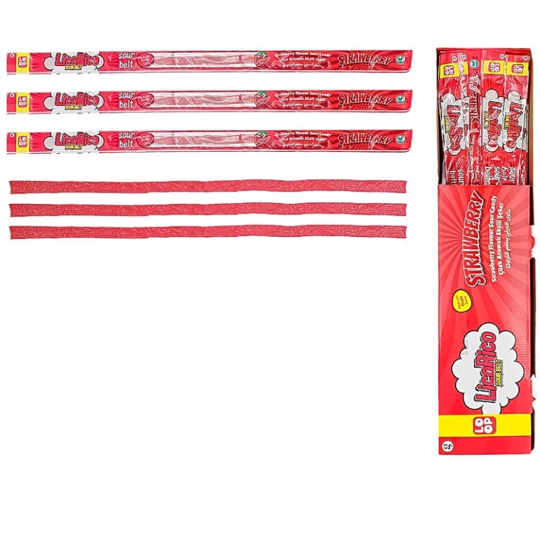 Желейные конфеты LicoRiko &quot;Кислые ремешки Клубника&quot;, 72шт 