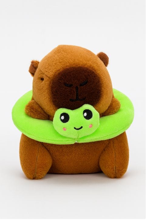 Плюшевый брелок "Capybara float", frog, 12*9 см 