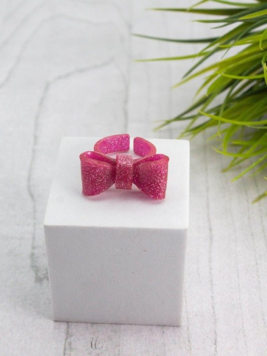 Кольцо акриловое GIRLY "Bow", fuchsia (d=1,8 см) 