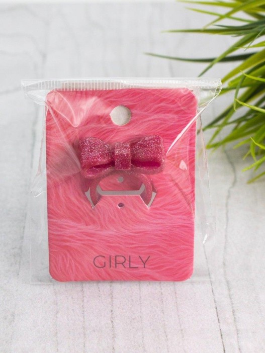 Кольцо акриловое GIRLY "Bow", fuchsia (d=1,8 см) 